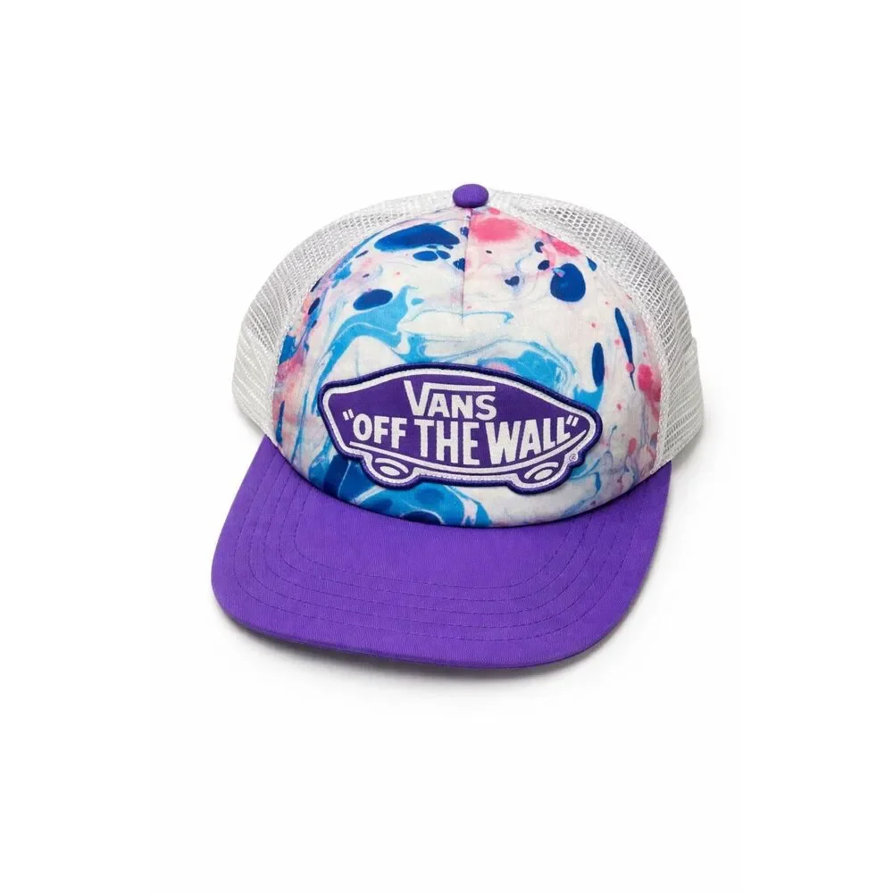 Vans “Off The Wall” Trucker Hat | Purple Brim Marble Print Mesh Snapback